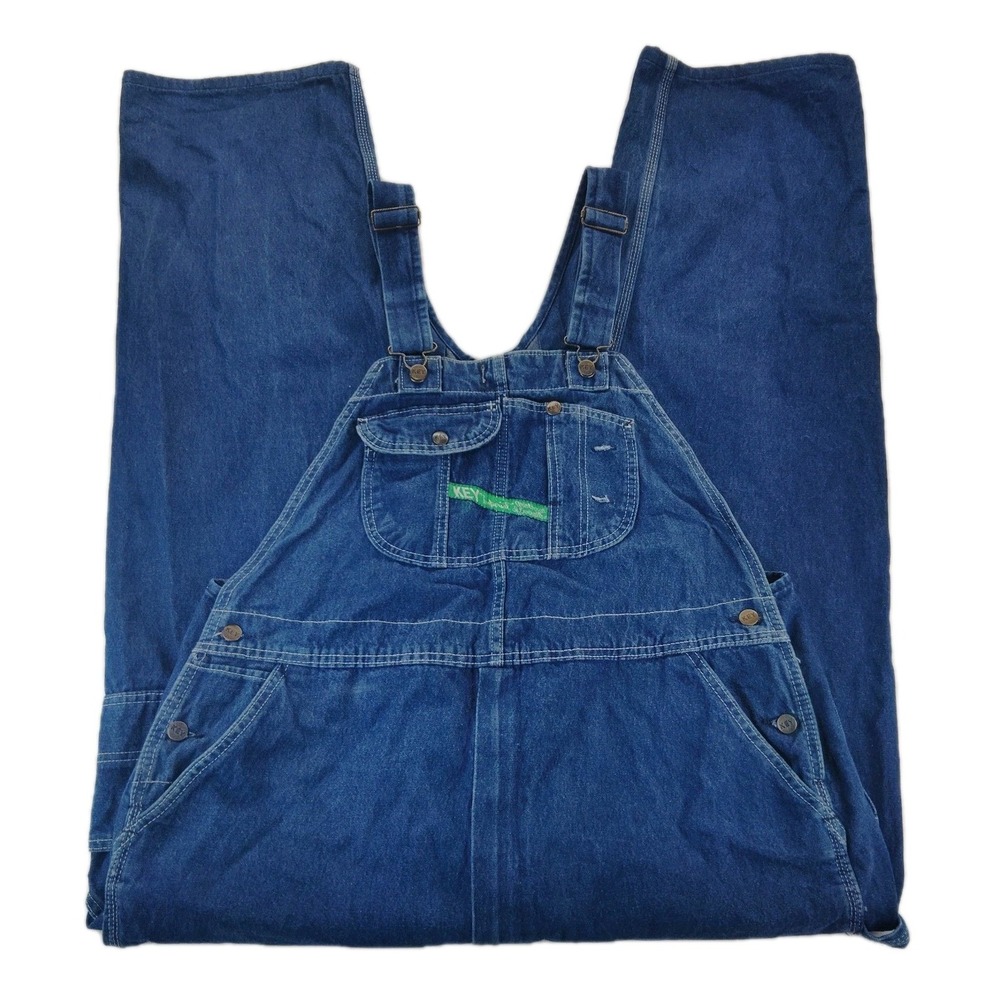 Key Imperial Bib Overalls Mens 44x32 Blue Workwear Pants Denim Carpenter Farmer